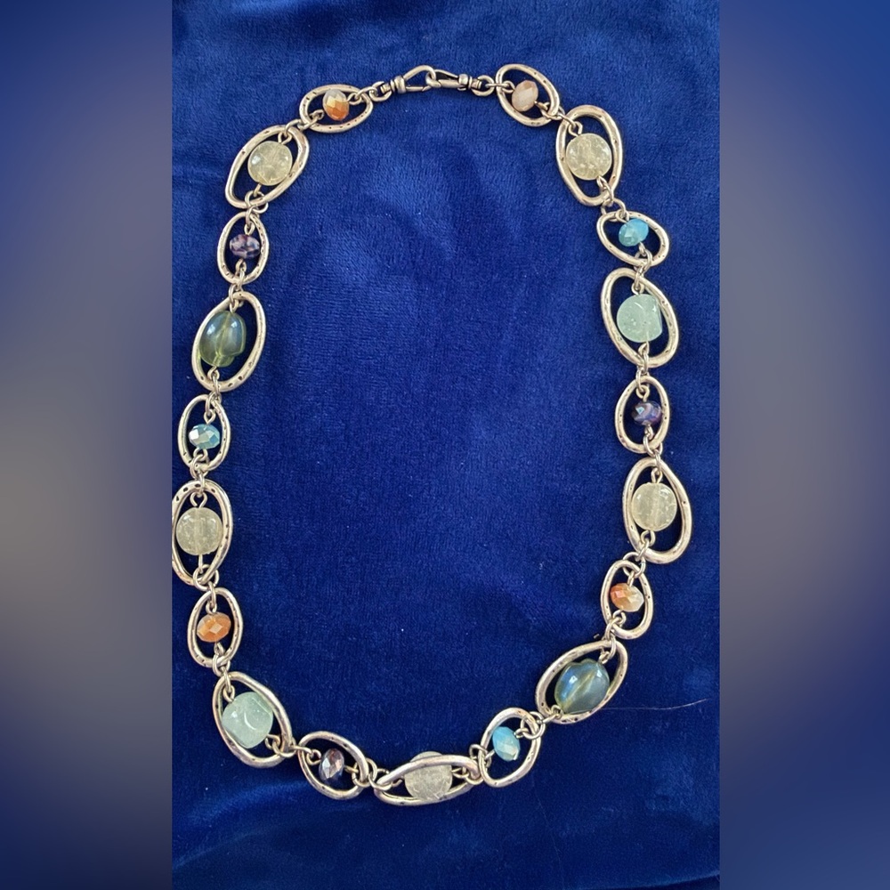 Silver-Tone Multi-Color Beaded Link Necklace - Women's Jewelry